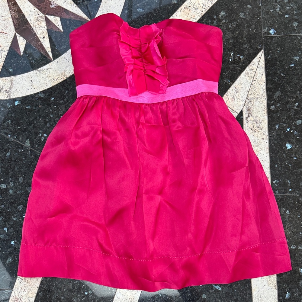 Phoebe Couture Fuchsia Pink Strapless Kids Youth Girls Silk Dress Size 14